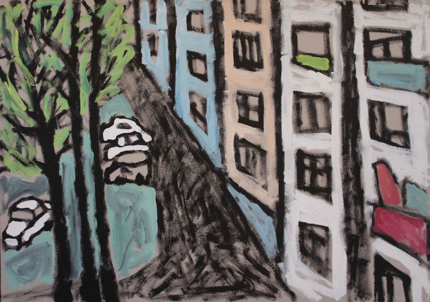 Аня Желудь. Город. 2007. Картон, масло, смеш.тех., 80х100 Аня Желудь. Город. 2007. Картон, масло, смеш.тех., 80х100